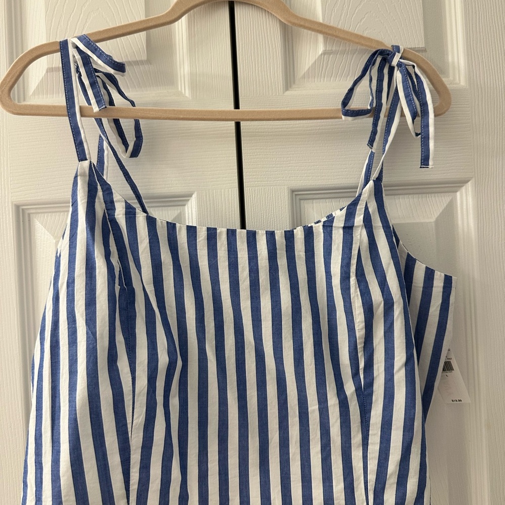 Blue and White Striped Crop Top